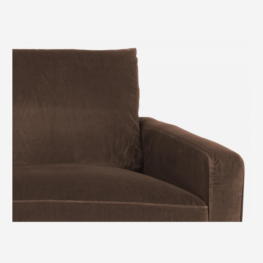 2-Sitzer-Sofa aus Samt - Maulwurfsgrau - Eichenfüße
