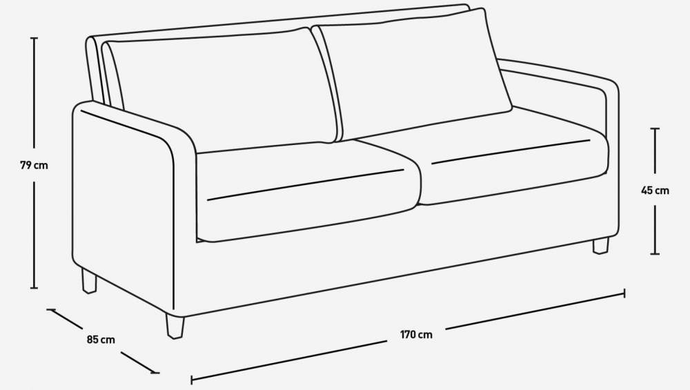 2-Sitzer-Sofa aus Samt - Maulwurfsgrau - Schwarze Füße