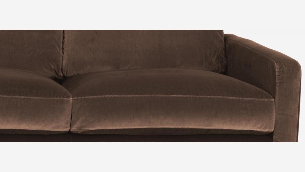 2-Sitzer-Sofa aus Samt - Maulwurfsgrau - Schwarze Füße