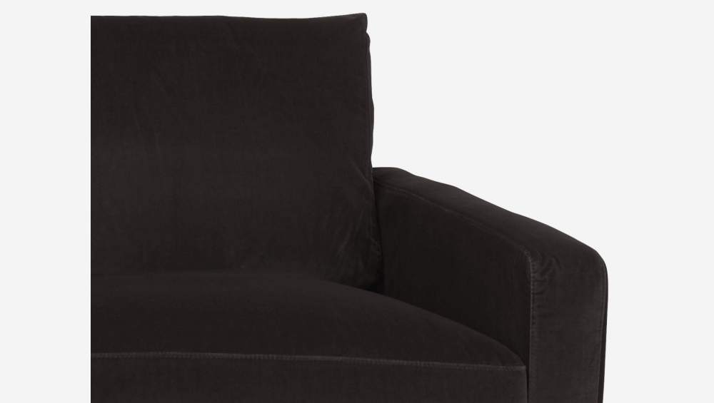 2-Sitzer-Sofa aus Samt - Braun - Eichenfüße