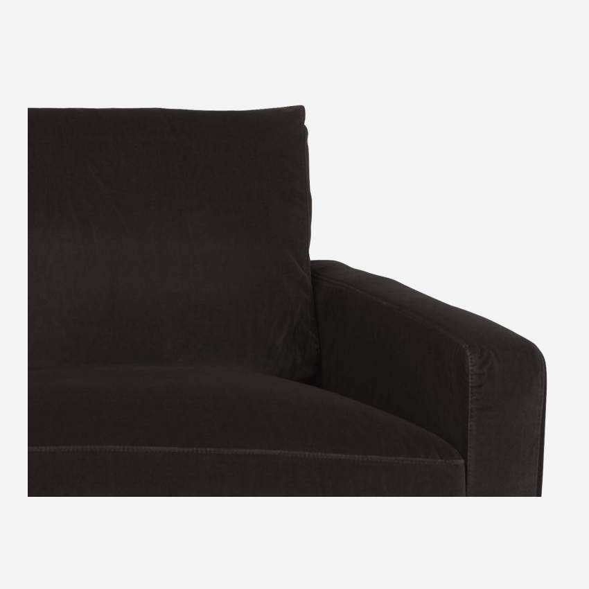 2-Sitzer-Sofa aus Samt - Braun - Eichenfüße