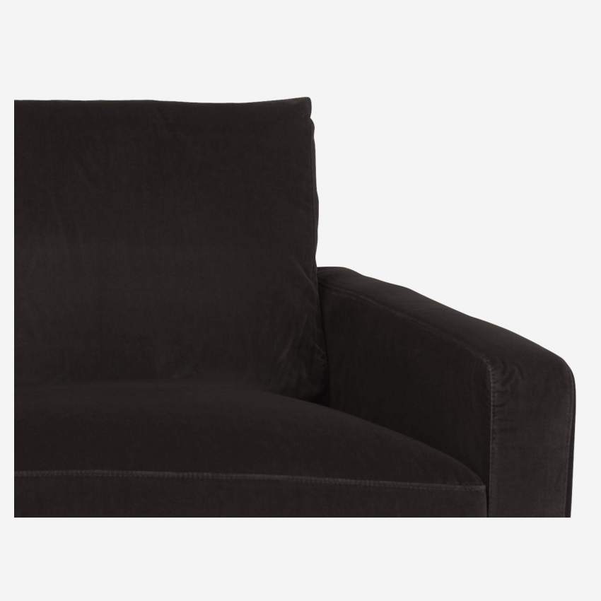 2-Sitzer-Sofa aus Samt - Braun - Schwarze Füße