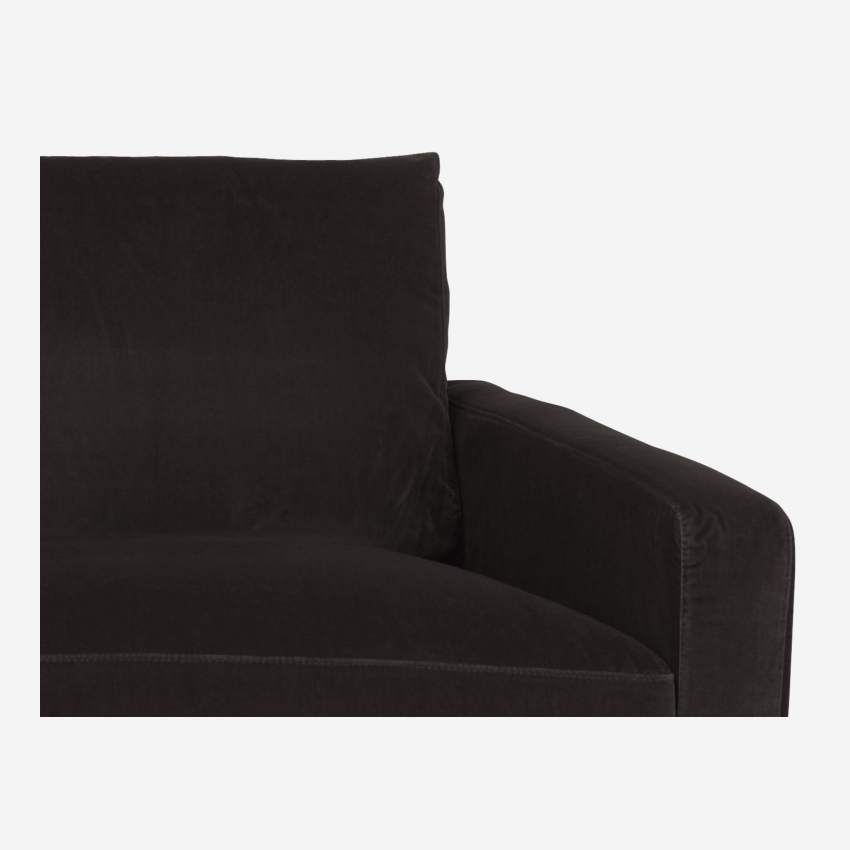 2-Sitzer-Sofa aus Samt - Braun - Schwarze Füße