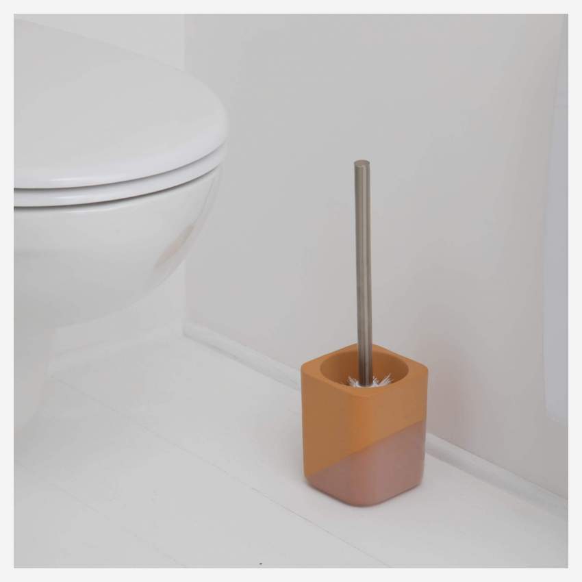 Toilettenbürste aus Fayence - Orange und Rosa