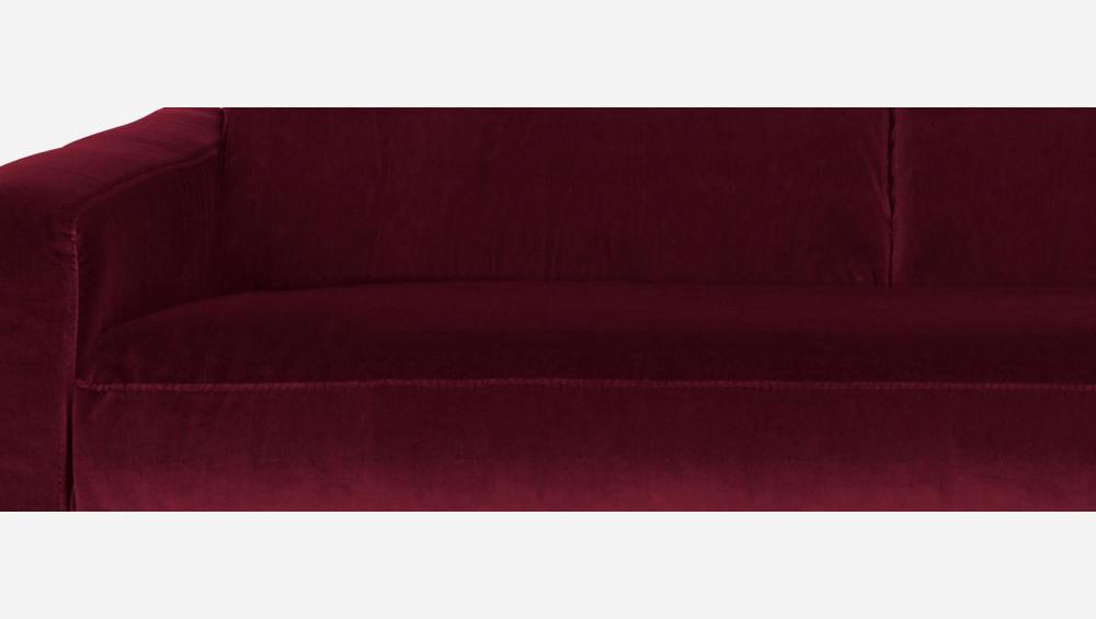 Sofá de ángulo 2 plazas de terciopelo - Rojo - Patas roble