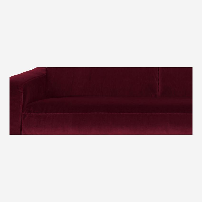 Sofá de ángulo 2 plazas de terciopelo - Rojo - Patas roble