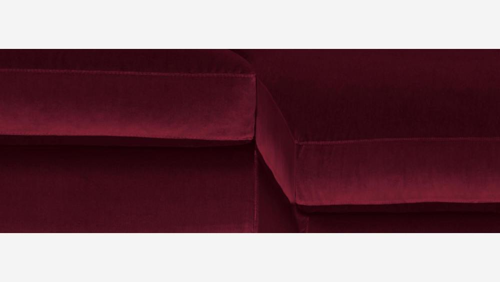 Canapé d'angle 2 places en velours - Rouge - Pieds noirs