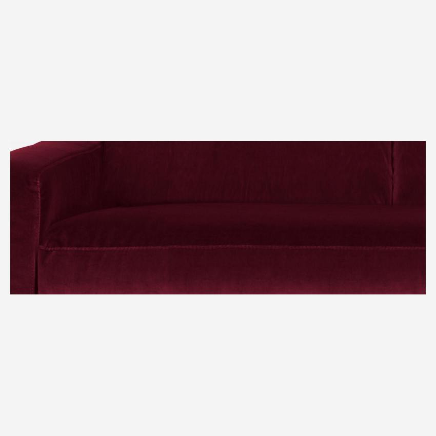Sofá de ángulo 2 plazas de terciopelo - Rojo - Patas negras