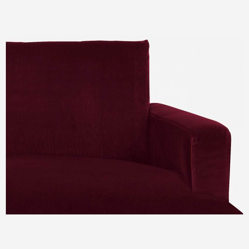 Sofá de ángulo 2 plazas de terciopelo - Rojo - Patas negras