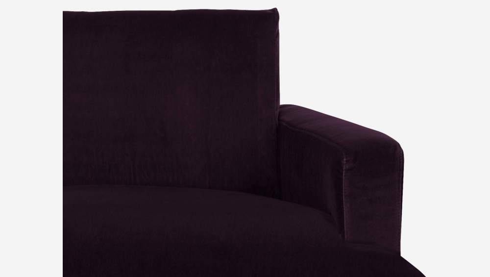 Sofá de ángulo 2 plazas de terciopelo - Violeta - Patas roble