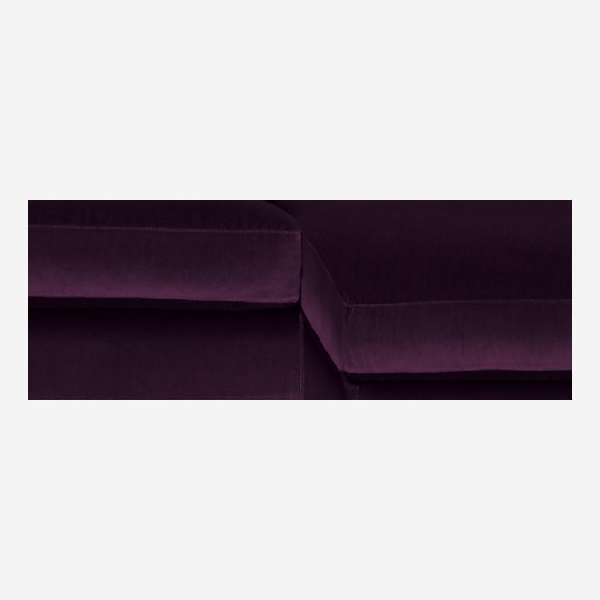 Canapé d'angle 2 places en velours - Violet - Pieds noirs