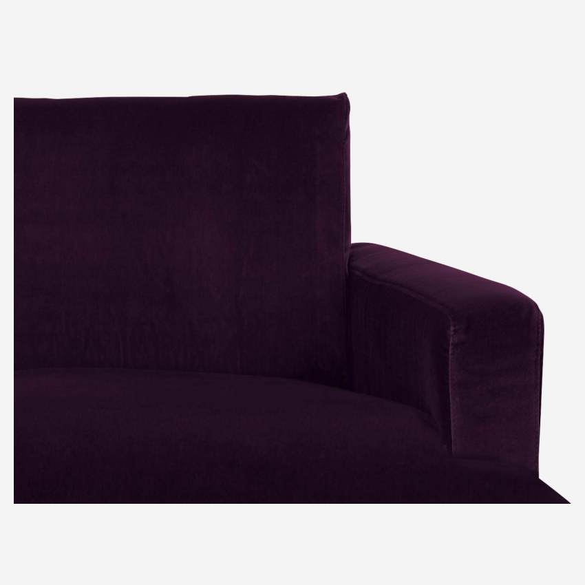 2-Sitzer-Ecksofa aus Samt - Violett - Schwarze Füße