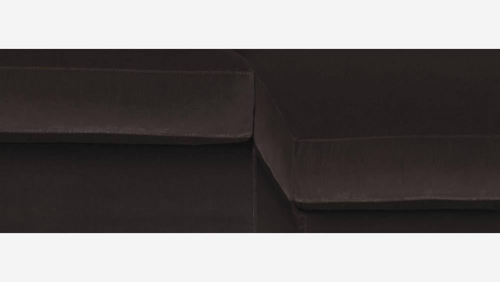 Sofá de ángulo 2 plazas de terciopelo - Castaño - Patas negras