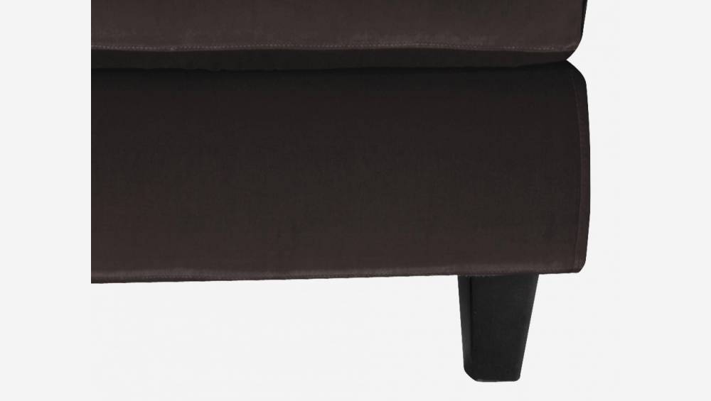Sofá de ángulo 2 plazas de terciopelo - Castaño - Patas negras