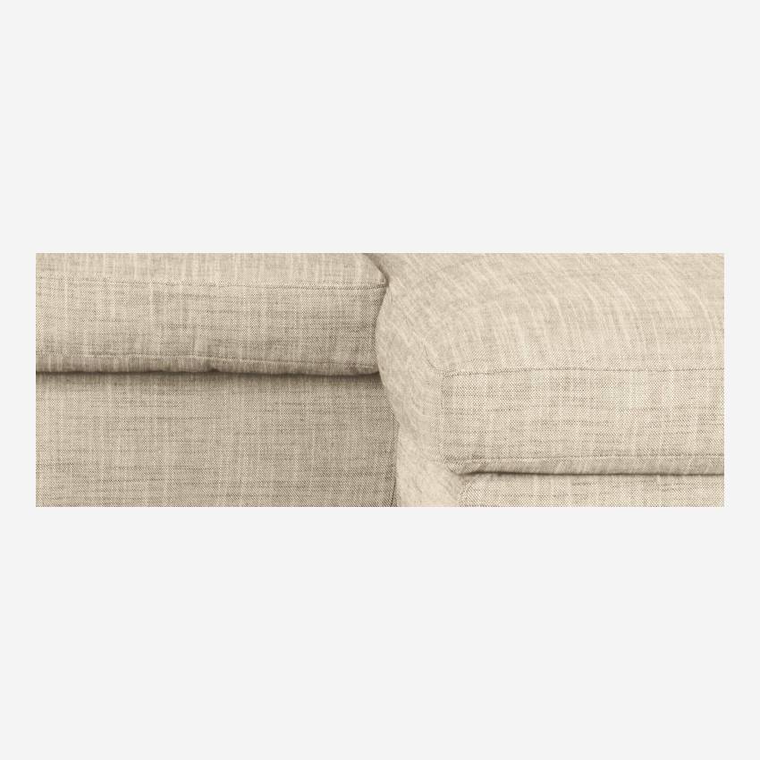 Sofá de ángulo 2 plazas de tela italiana - Beige - Patas roble