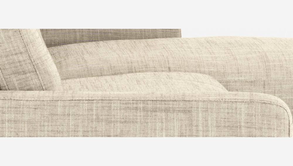 Canapé d'angle 2 places en tissu italien - Beige - Pieds chêne