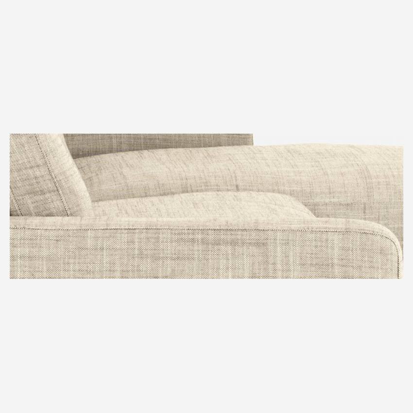 Canapé d'angle 2 places en tissu italien - Beige - Pieds chêne