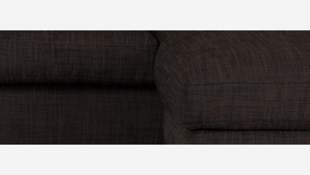 Canapé d'angle 2 places en tissu italien - Marron - Pieds chêne