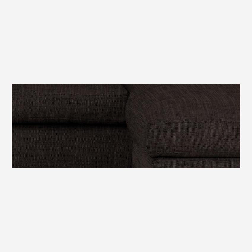 Sofá de ángulo 2 plazas de tela italiana - Marrón - Patas roble
