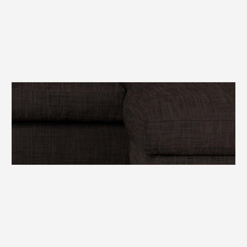 Sofá de ángulo 2 plazas de tela italiana - Marrón - Patas negras