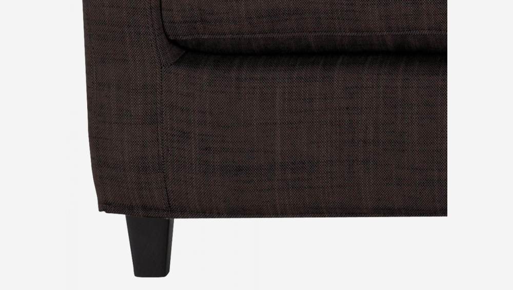 Canapé d'angle 2 places en tissu italien - Marron - Pieds noirs