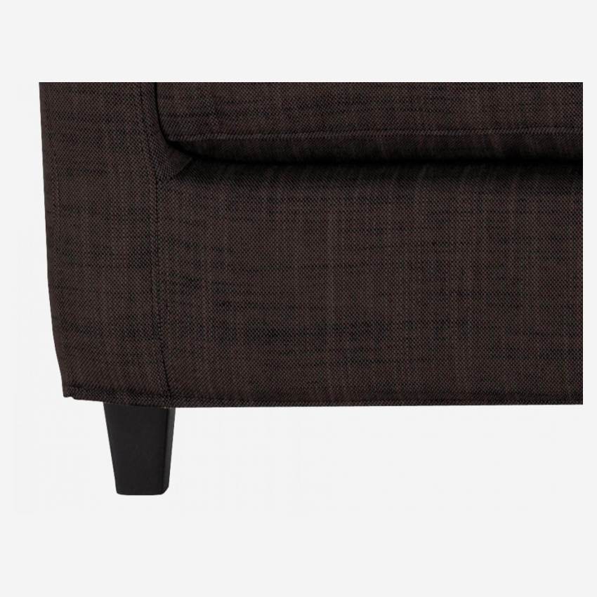 Canapé d'angle 2 places en tissu italien - Marron - Pieds noirs