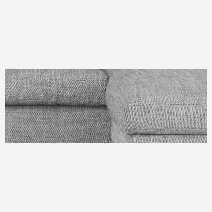 Canapé d'angle 2 places en tissu italien - Gris perle - Pieds chêne
