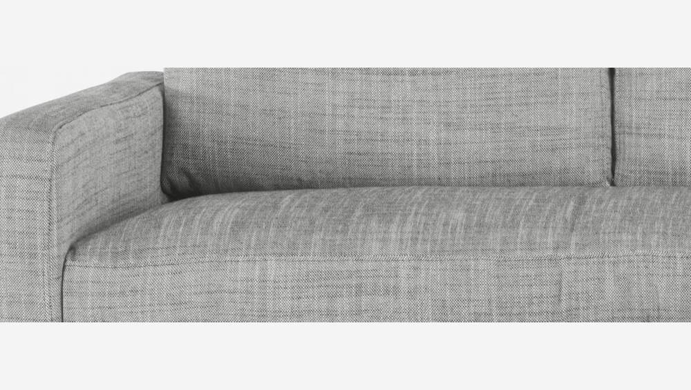 Canapé d'angle 2 places en tissu italien - Gris perle - Pieds chêne