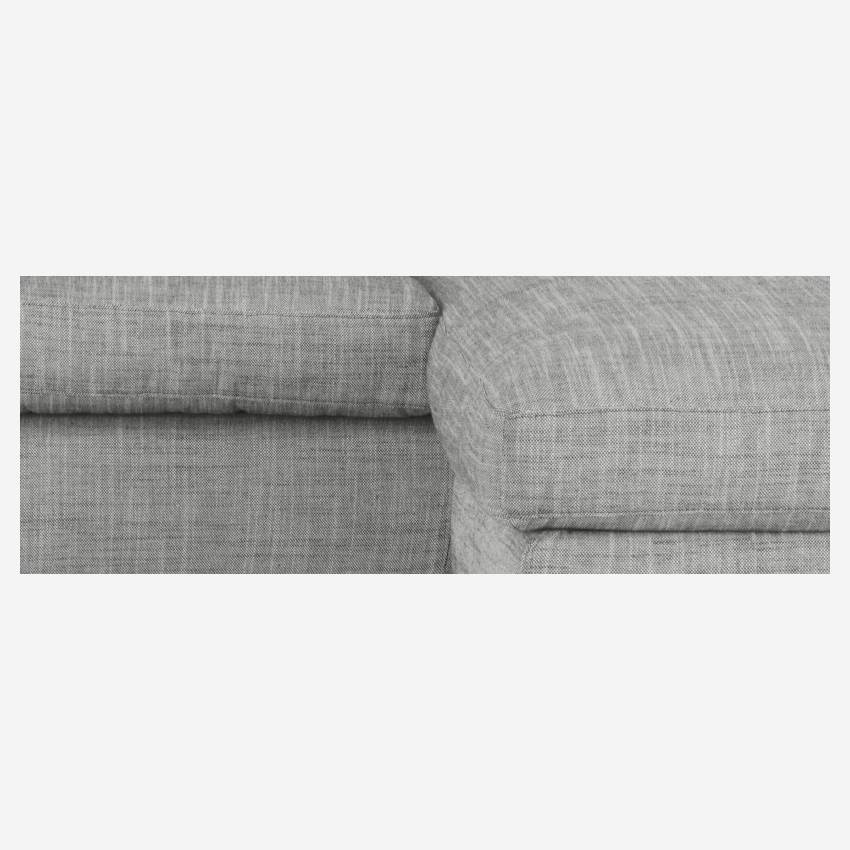 Canapé d'angle 2 places en tissu italien - Gris perle - Pieds noirs