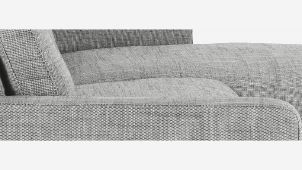 Sofá de ángulo 2 plazas de tela italiana - Gris perla - Patas negras