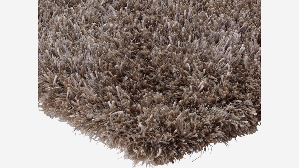 Tapis à poils longs en laine noué main - 170 x 240 cm - Gris
