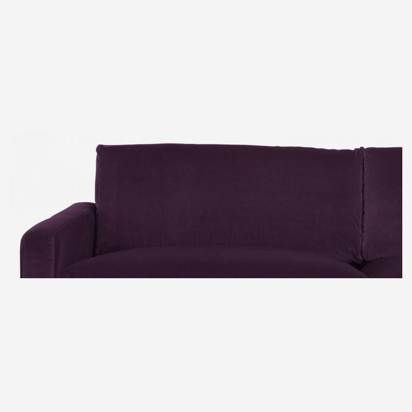 3-Sitzer-Sofa aus Samt - Violett - Eichenfüße