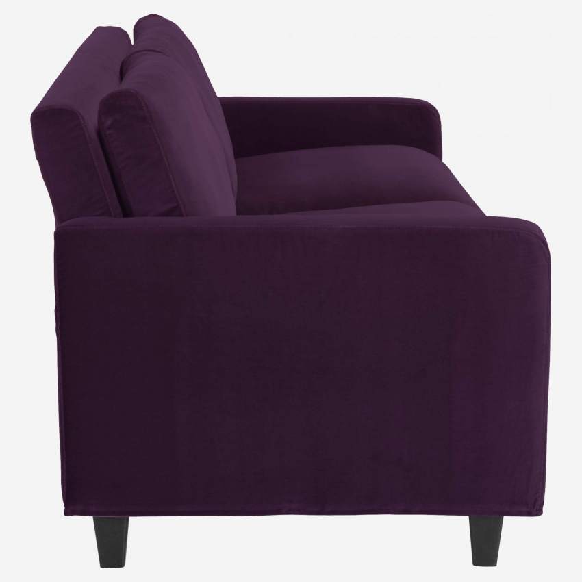 3-zits zetel fluweel - Violet - Zwarte poten