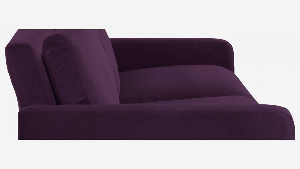 Canapé 3 places en velours - Violet - Pieds noirs