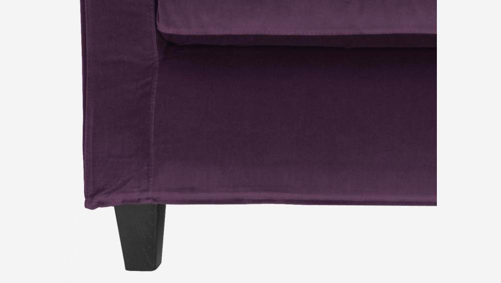 Canapé 3 places en velours - Violet - Pieds noirs