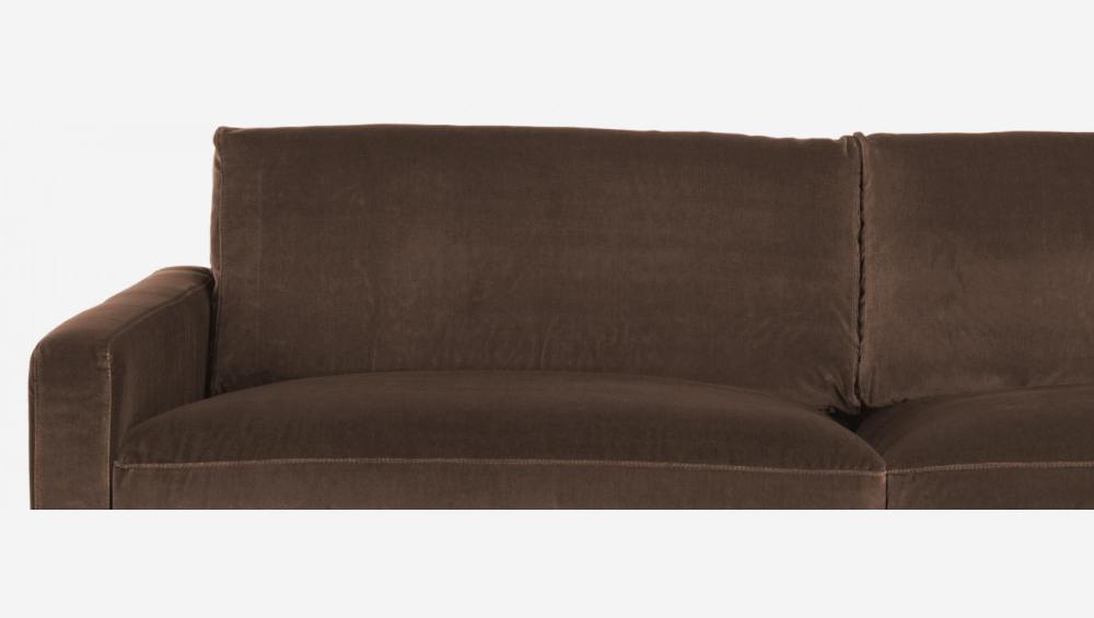 3-Sitzer-Sofa aus Samt - Maulwurfsgrau - Eichenfüße