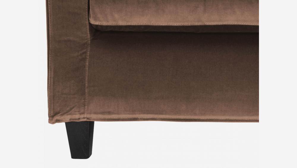 3-Sitzer-Sofa aus Samt - Maulwurfsgrau - Schwarze Füße