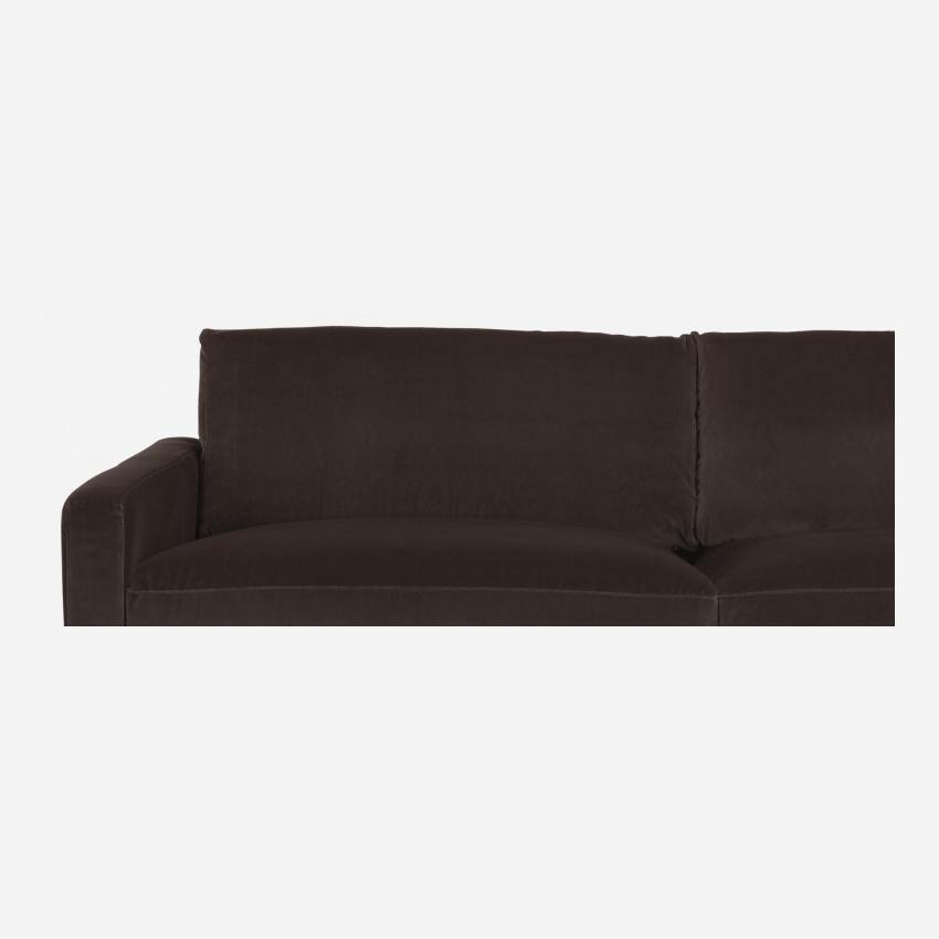 3-Sitzer-Sofa aus Samt - Braun - Eichenfüße