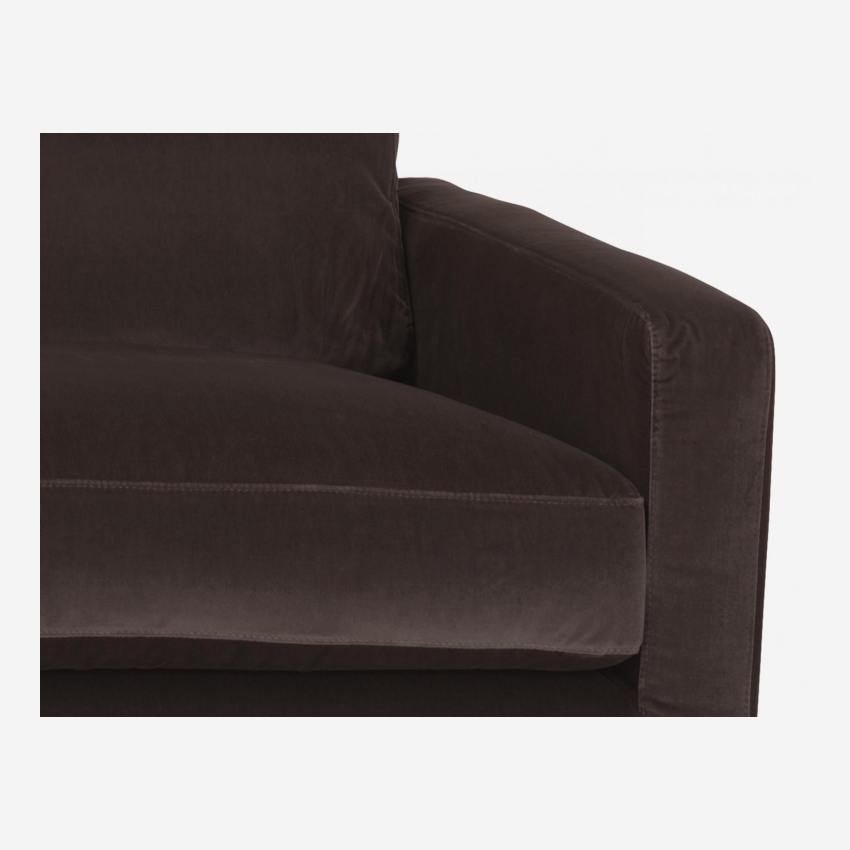 3-Sitzer-Sofa aus Samt - Braun - Schwarze Füße