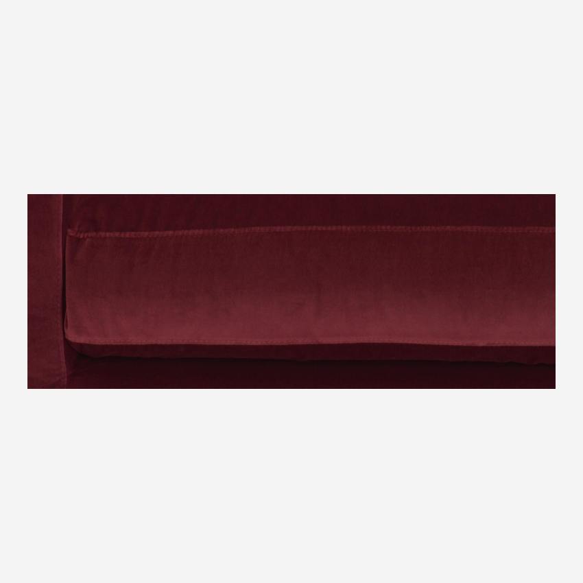 Canapé compact en velours - Rouge - Pieds chêne