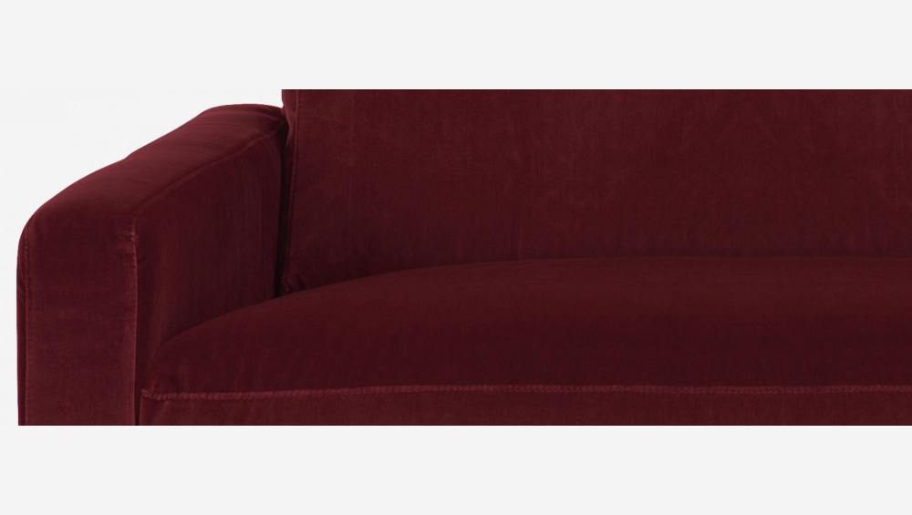 Sofá compacto de terciopelo - Rojo - Patas roble
