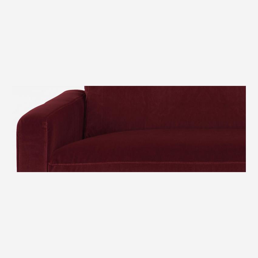 Sofá compacto em veludo - Vermelho - Pés madeira
