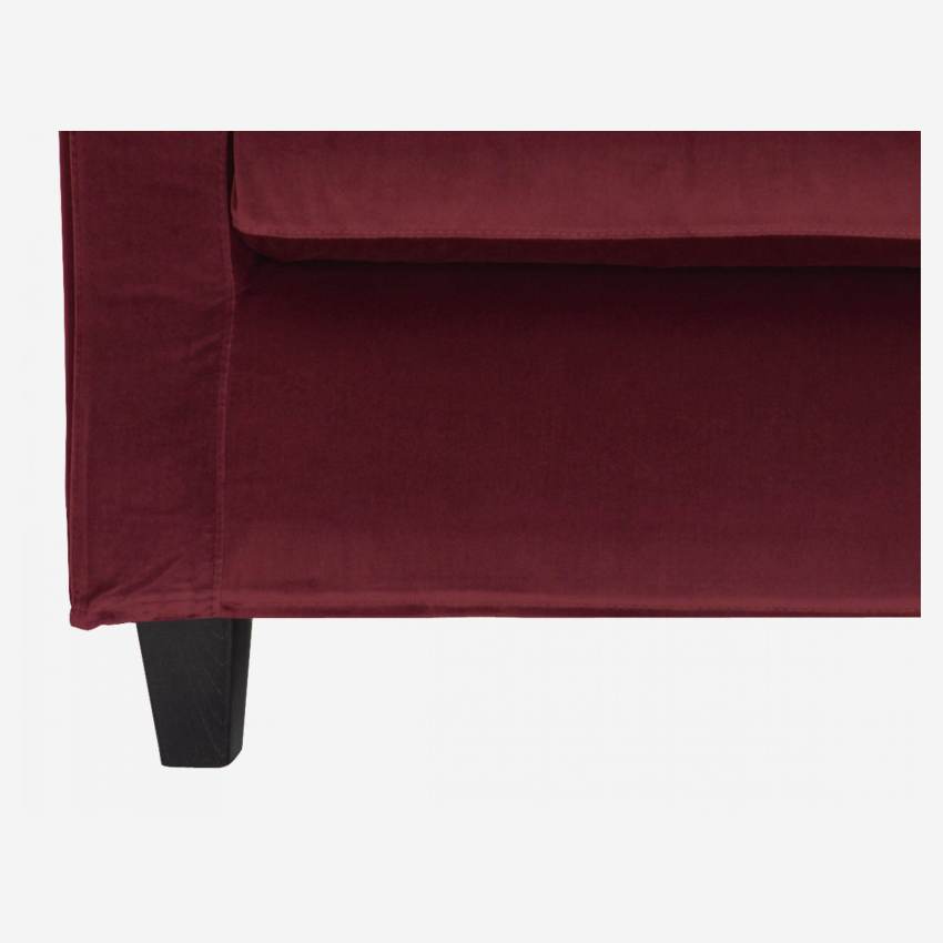 Canapé compact en velours - Rouge - Pieds noirs