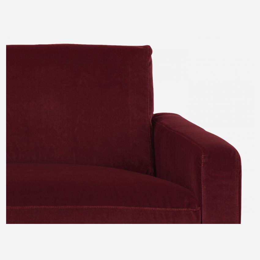 Canapé compact en velours - Rouge - Pieds noirs