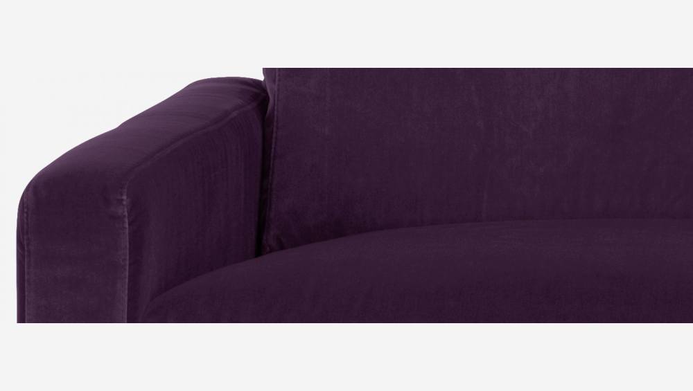 Canapé compact en velours - Violet - Pieds chêne