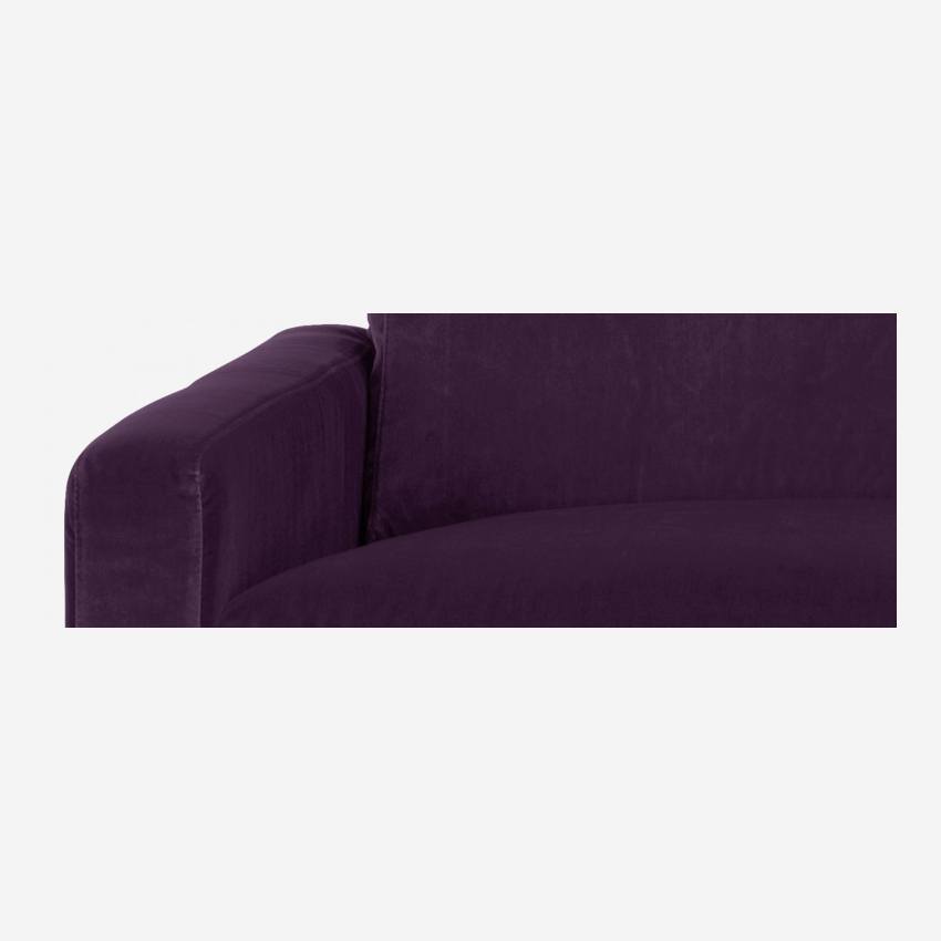 Canapé compact en velours - Violet - Pieds chêne