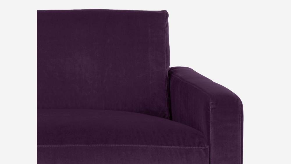 Sofá compacto em veludo - roxo - Pés pretos