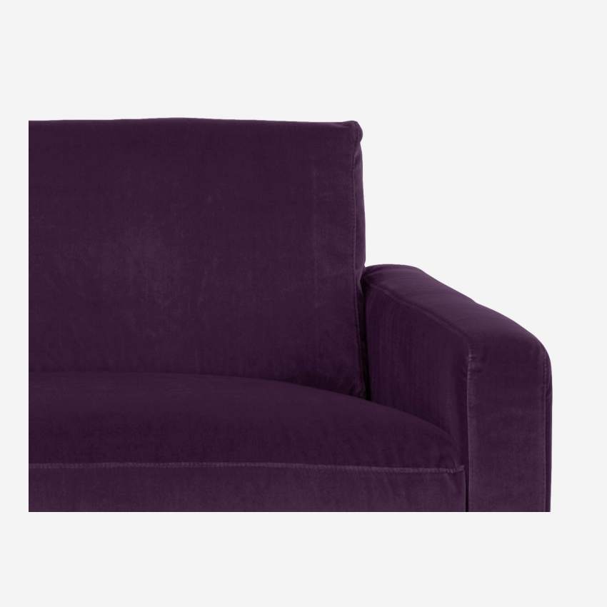 Kompaktsofa aus Samt - Violett - Schwarze Füße