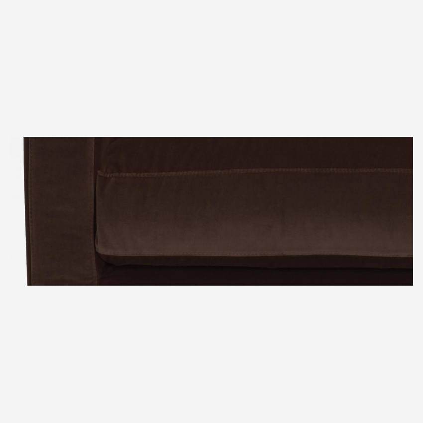Sofá compacto em veludo - Marrom - Pés pretos