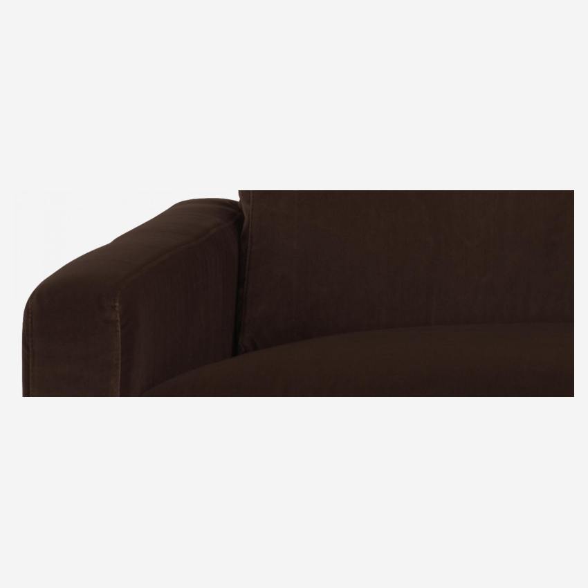 Canapé compact en velours - Marron - Pieds noirs